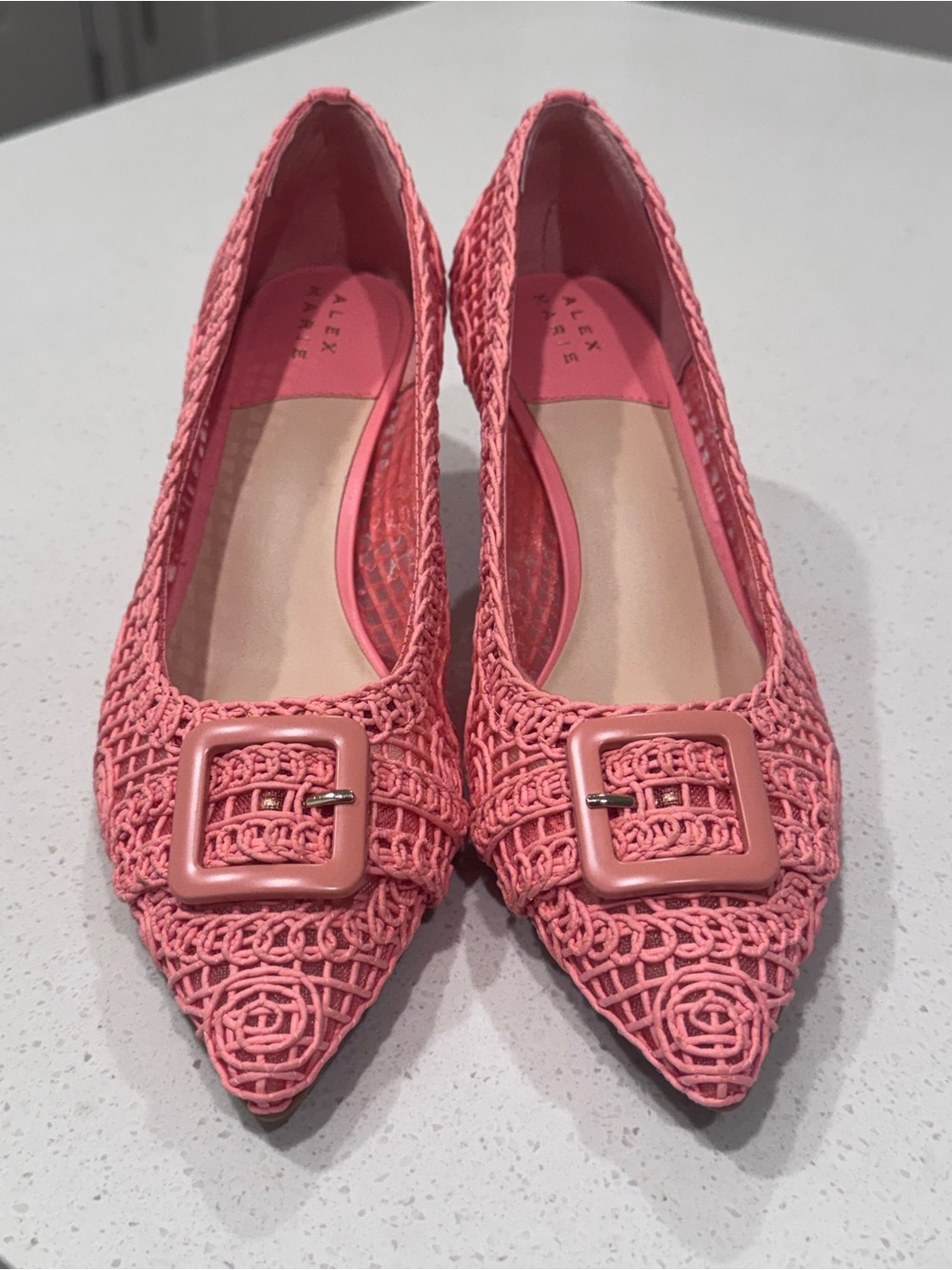 Alex Marie Pink Woven Buckle Kitten Heels - Size 8.5 - NWOB
